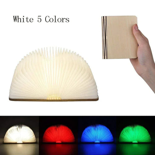 Mini Book Lamp – USB Foldable Wooden LED Reading Light